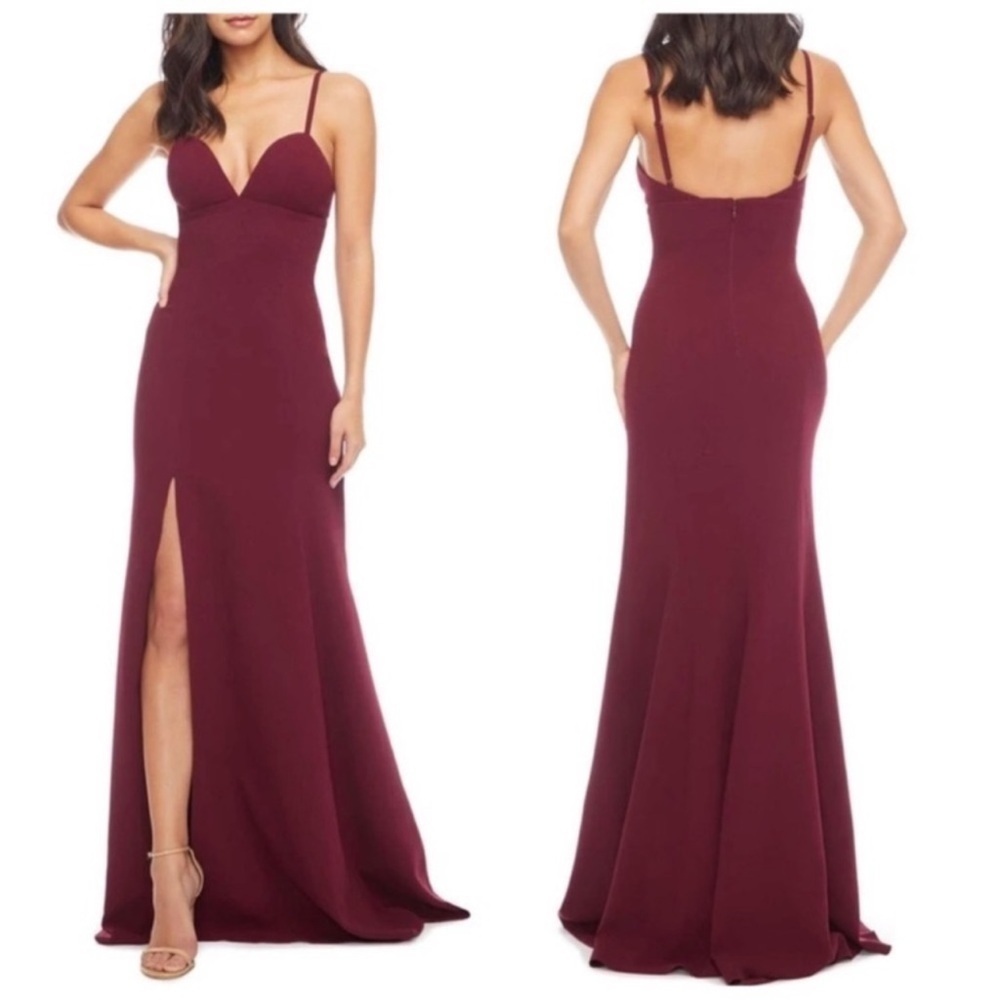 NEW Dress The Population Alejandra Evening Gown Burgundy Size Medium Dress - Picture 2 of 11